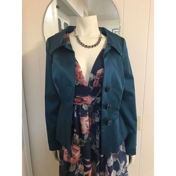 NWT Nordstrom Classiques Entier Shimmery Structured Teal Blazer Cassiopeia Sz S - Picture 1 of 8